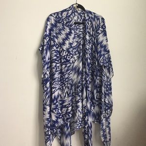 Blue and white beach cover-up/kimono